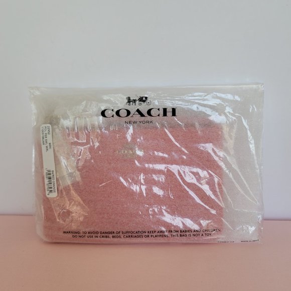 COACH Small Wristlet in Polished Pebbled Leather -Red Orange - Picture 16 of 16